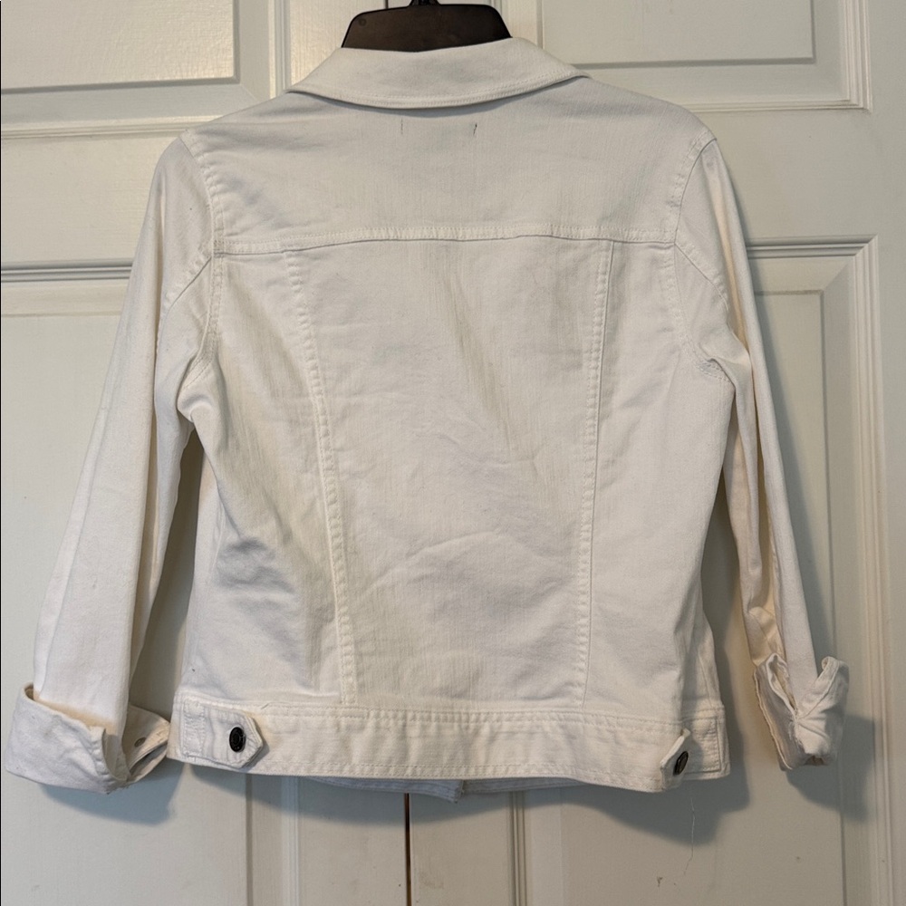 Relativity White Denim Jacket with Button Front S - image 5